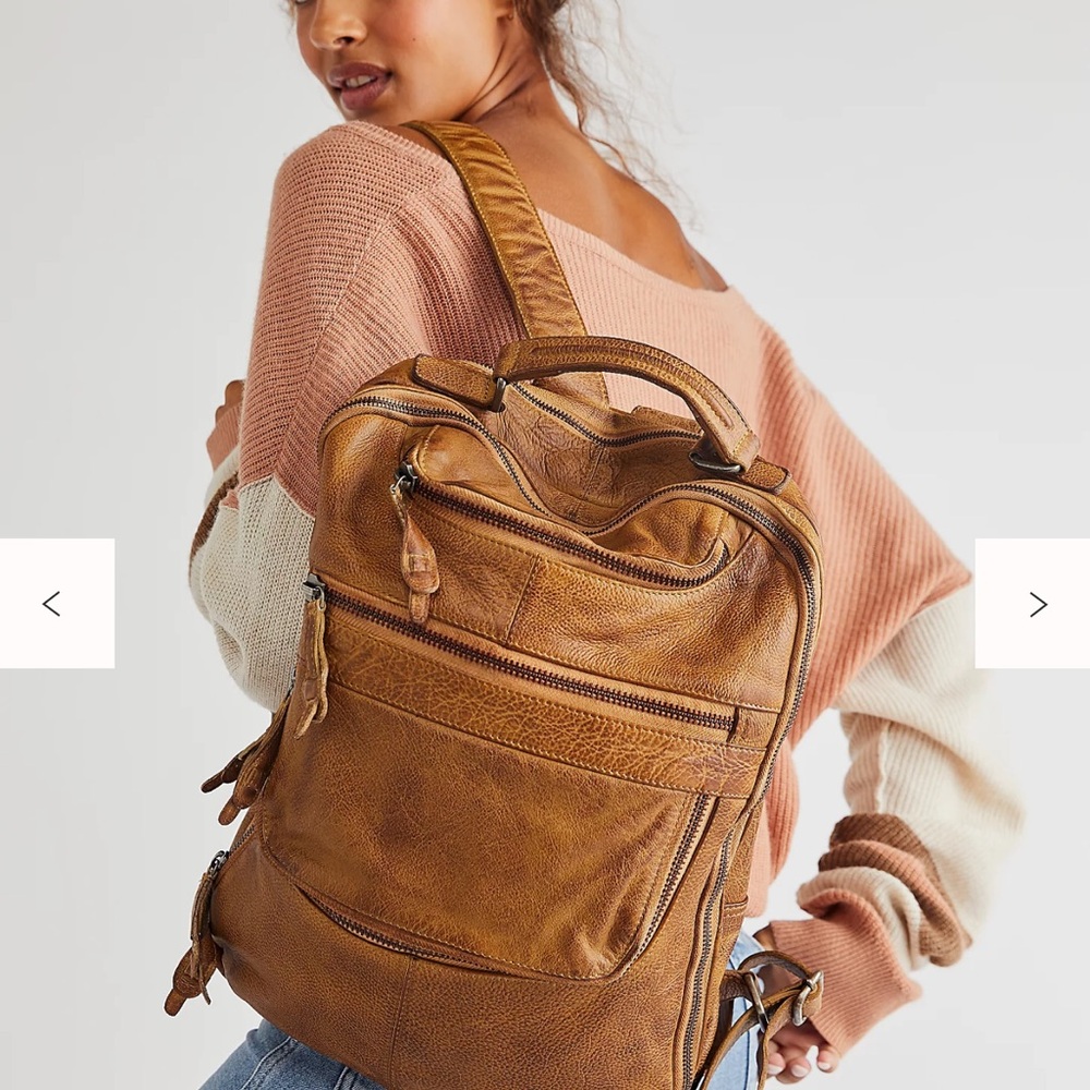 Free People Tan Leather Backpack - Picture 6 of 8